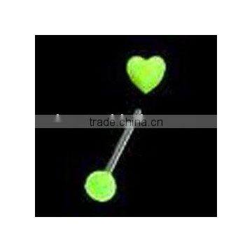 charming glow in the dark green barbell body piercing tongue jewelry