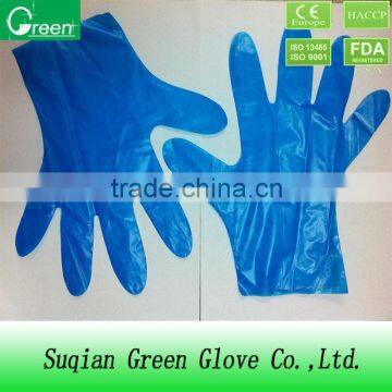 blue disposable plastic polyethylene gloves