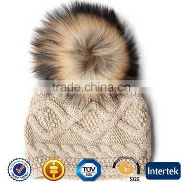 100% Cashmere Hats Fur Pom Pom