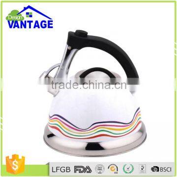 Single bottom or capsulated bottom non-electric stainless steel water jug whistling tea kettle