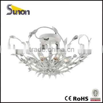 Antique white iron ceiling chandeliers in country style lamp mount downlights