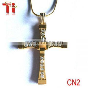 Fashion 316L stainless steel fast and furious gold cross necklace
