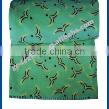 printed whip stitching edge polar fleece blanket/throw