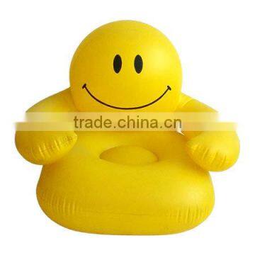 pvc inflatable kids sofa chair with smile face in yellow color