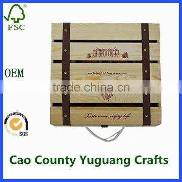 Wooden Vintage Vineyard 4 Wine Bottle Gift Storage Boxes photo-3