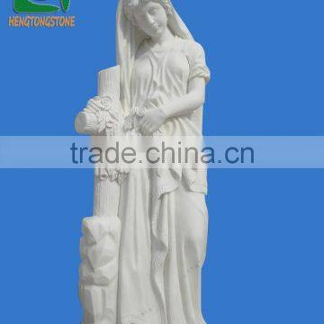 White Marble Tombstone With Girl Statue Design