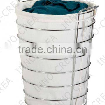 Steel Canvas Rolling Laundry Hamper, Chrome