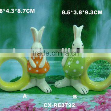 Ceramic Rabbit-Rabbit ceramic napkin ring -ceramic napkin holder, napkin ring.