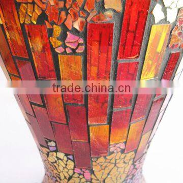 Splendid Mosaic Modern Wedding Gifts Crackle Single Red Golden Vase Chinese Flower Arrangements photo-6