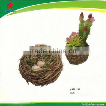 natural wicker bird nest for garden decoration