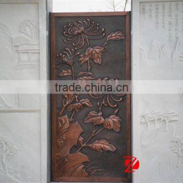 outdoor wall relief bronze flos chrysanthemi sculpture