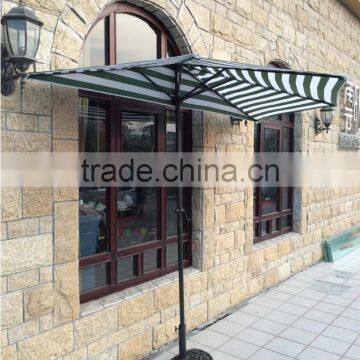 Patio Cheap Green White Fabric Half Round Sun Umbrella CK1424 photo-2
