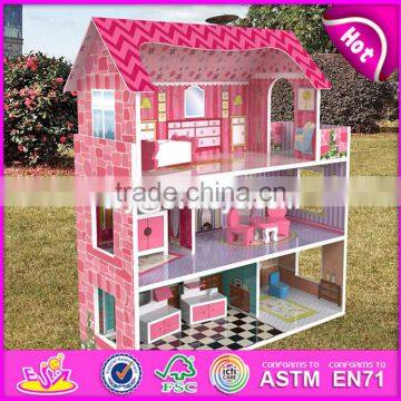 New design lovely girls toy sets wooden miniature house kits W06A235