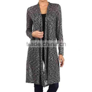 Kimono Long Designs Polyester Rayon Spandex Women Fashion Gray Studded-Elbow Patch Open Cardigan Sweaters Wholesale Custom