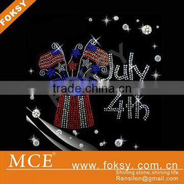 july 4th american flag iron on strass motif applique for t-shirt - FOKSY