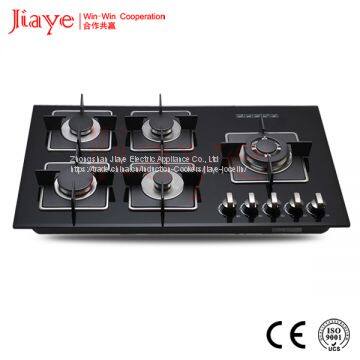 Tempered glass gas hob/90cm kitchen gas stove/Built in 5 burner gas cooker JY-G5027