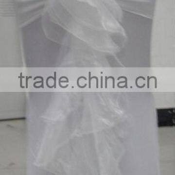 White Banquet Spandex Chair Cover With Organza Chair Cap Sash for Wedding Decoration photo-2