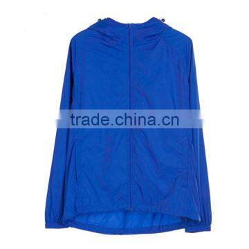 Custom Thin Soft Hood Jacket With Pouch Sports Jacket 100% Polyester Lightweight Waterproof Wind Jacket photo-3