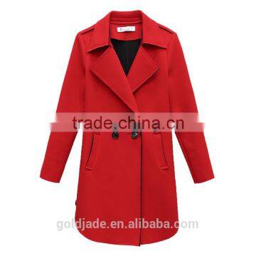 2016 Winter Trench Coat Lapel Long Sleeve Ladies Casual Long Outerwear Coats for Wholesale photo-5
