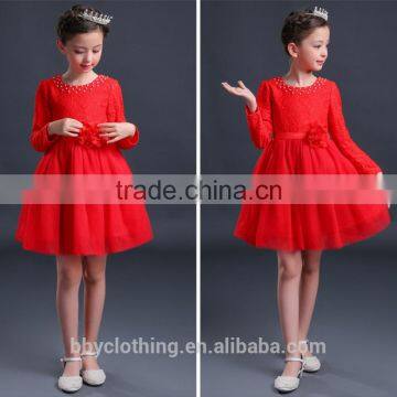 Casual style girls clothes long sleeve princess costume winter children dress girl with beads