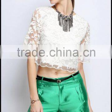 Latest Summer Girls Sexy Lace Crop Top Design Wholesale Price
