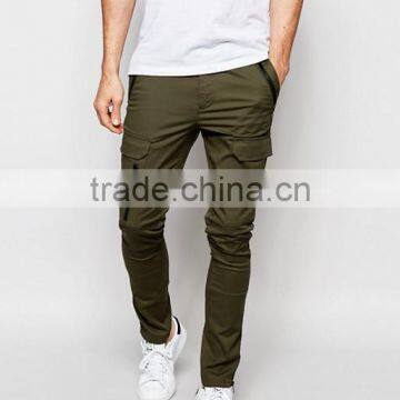 Custom 98% Cotton 2% Elastane Stretch Twill Functional Zip Cargo Pockets Zip Leg Opening Men's Green Casual Pants