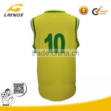 Custom Printed Yellow Brasil Basketball Jersey photo-2
