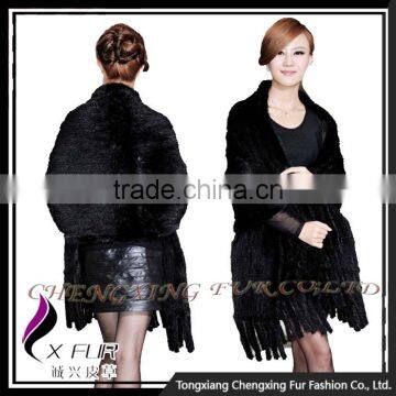 CX-B-M-25B Knitted Mink Fur Shawl Hot Sale / High Quality Women Mink Fur Cape photo-2