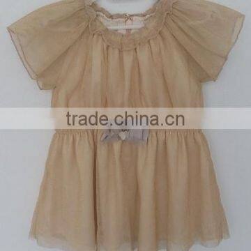 cute baby girls beige cool embroidered dress for Summer