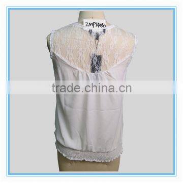 2016Fashion White Lace Summer Chiffon Ladies Vest photo-2