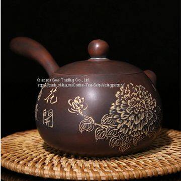 Purple Clay Nixing Pottery Side Handle Teapot Handmade Art Ware