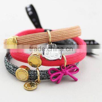 High-end hair accessories multicolor cartoon characters hair circle rubber band with metal charms