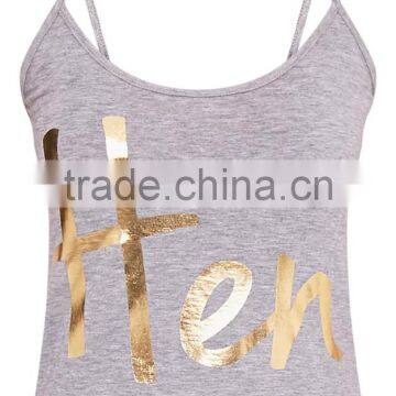 MGOO Slogan Grey Pyjama Short Set 100%Cotton Summer Slip Pajamas Custom Logo Golden Ink Print PJ Set photo-6