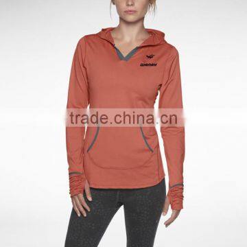 2014 Sweat-wicking V-neck Womens Running Hoodie