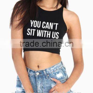 Black Plain 95% Cotton 5% Spandex Crop Top for Women Sexy Slim Fit Blank Crop Top Cheap Wholesale