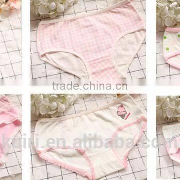 2017 Hot Sell Comfortable Pure Cotton Underwear Cute Candy Color Girls Lace Panties With Box photo-6