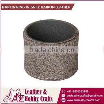 Best Round Napkin Rings in Grey Hairon Leather by Trusted Exporter