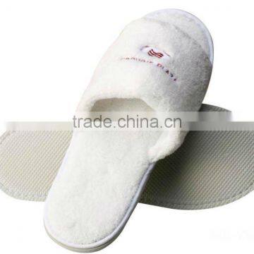 Hot sales 100% cotton open toe hotel velour disposable slipper