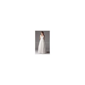 Ball Gown V-neck Floor-length Organza Appliques Wedding Dress