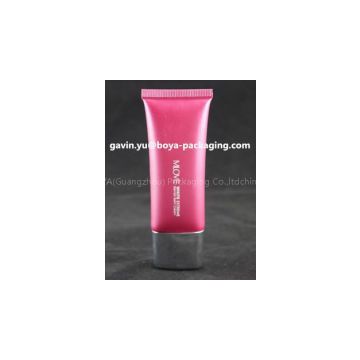 flat plastic tube cosmetic container with screw metalized cap