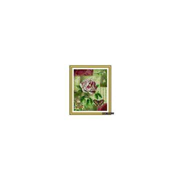 Y09052808 Beautiful Flowers Series Bloody Rose Butterfly Dance Cross Stitch -As The Picture