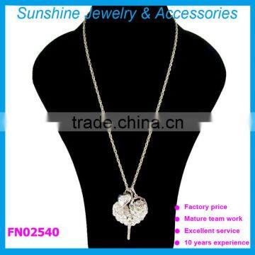 Sunshine long fashion necklaces for women 2015 heart crystal pendant necklace