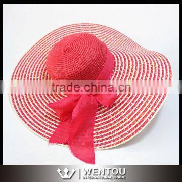 Women Floppy Large Brim Stripe Sun Hat photo-3