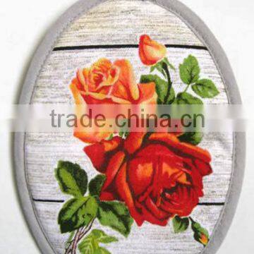 Hot Selling Rose And Wood Grain Pattern Cotton Twill Oval Pot Holder