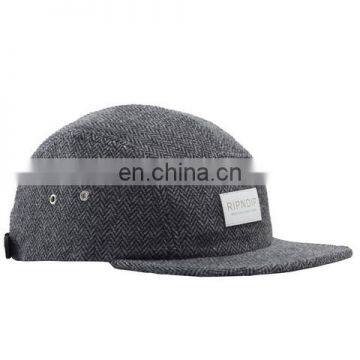 Gray color herringbone snapback hat 5 panel cap hat