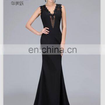 Sexy Good Quality ZZ-E0024 Mermaid Lace Neck Sequin Tulle Back Evening Dress Made In China