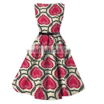 New Designs Lady Cotton Novelty African Print Circle Dress For Party