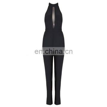 Dropshipping Clothing Women Black Sleeveless Lace Playsuit Clubwear Sexy Jumpsuits Romper photo-4