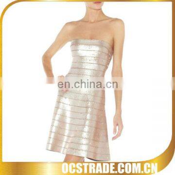 2014 strapless bling bling cocktail dress with sequins