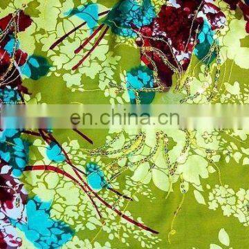 cotton silk printed with normal embroidery